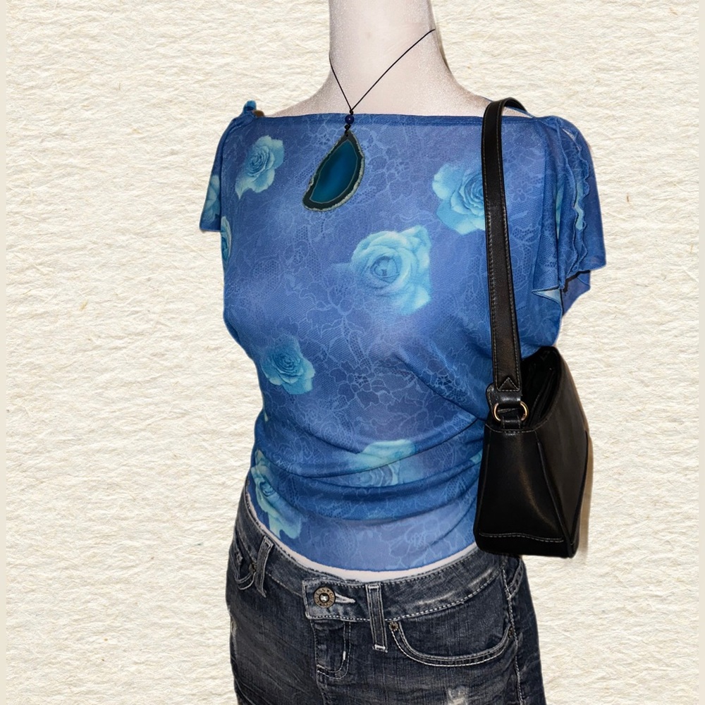 Y2K mesh high neck top